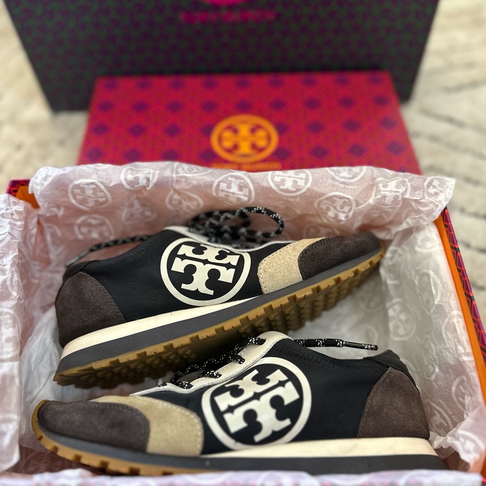 Tory Burch Black and Cream Sneakers